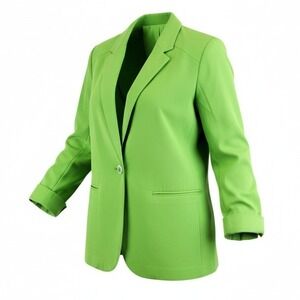 Sage Harbor Petite Blazer Jacket Womens 14P Green One Button Pockets Career